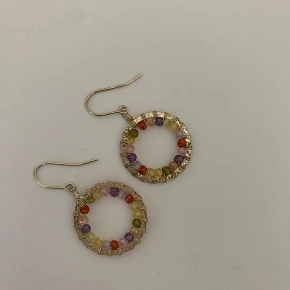 Colorful Beaded Hoop Earrings - Picture 3 of 3